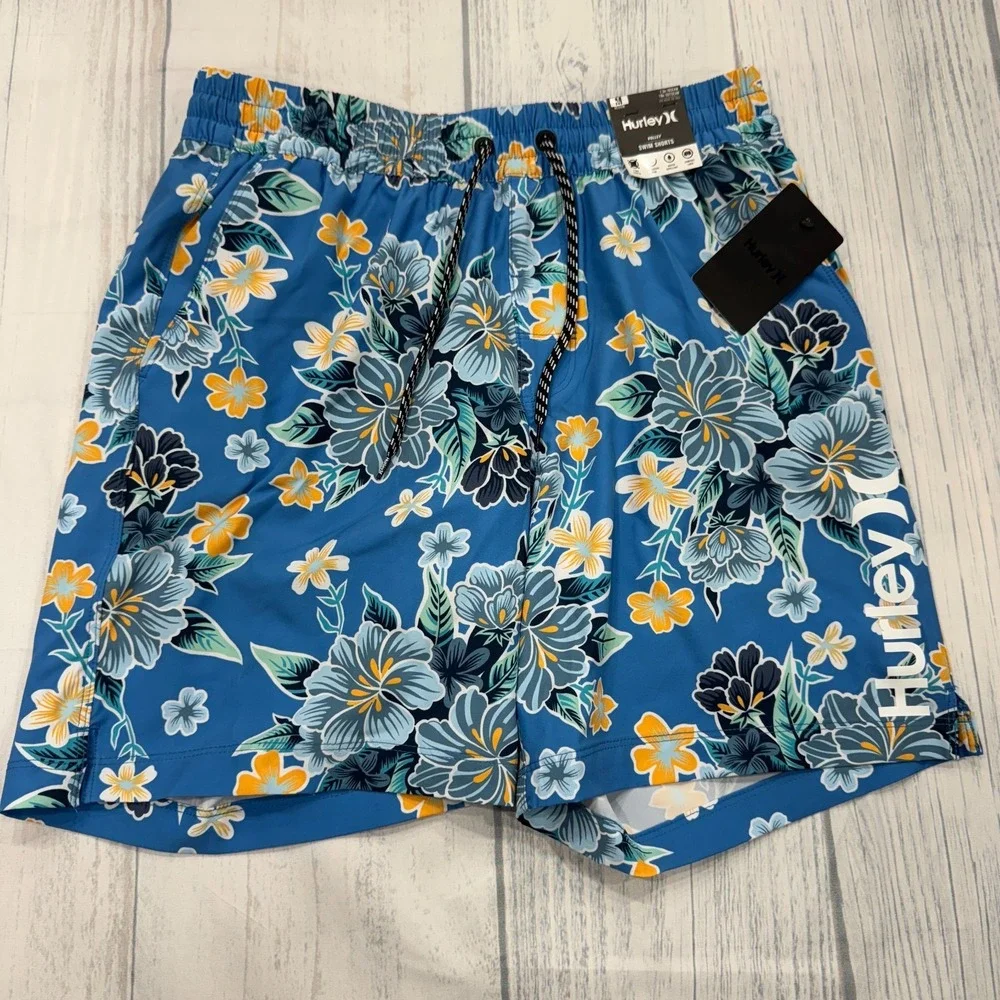 NWT Hurley Volley Swim Trunks Bathing Suit Medium Pool Beach‎ Mens Shorts